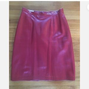 Maxima Red Fully Lined Leather Sexy Straight Pencil Wiggle Skirt Size 6